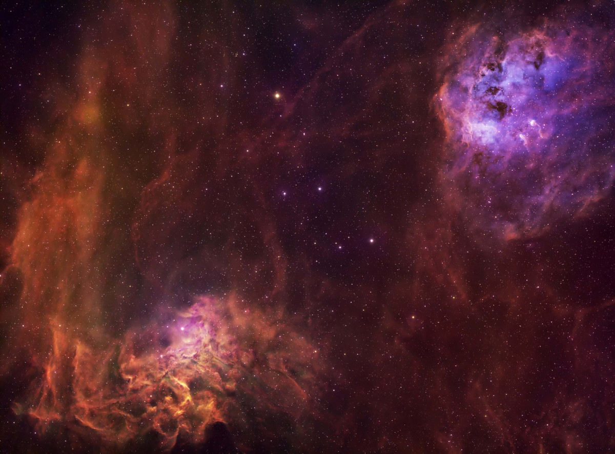 Flaming Star and Tadpole Nebulae